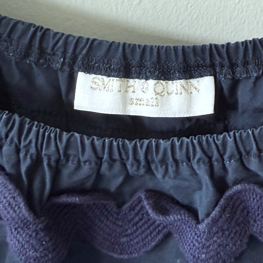 Smith & Quinn Women's Navy Cotton Puff Peasant Top - Picture 5 of 5